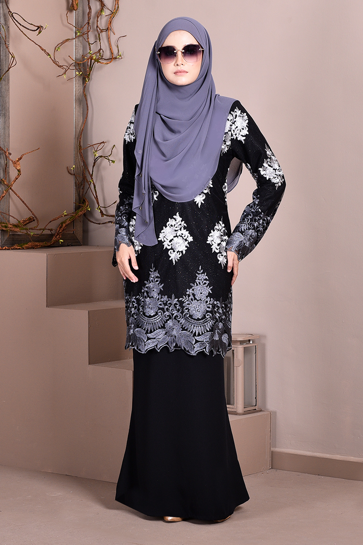 Baju Kurung Lace Ombre Sophie - Mystic Black