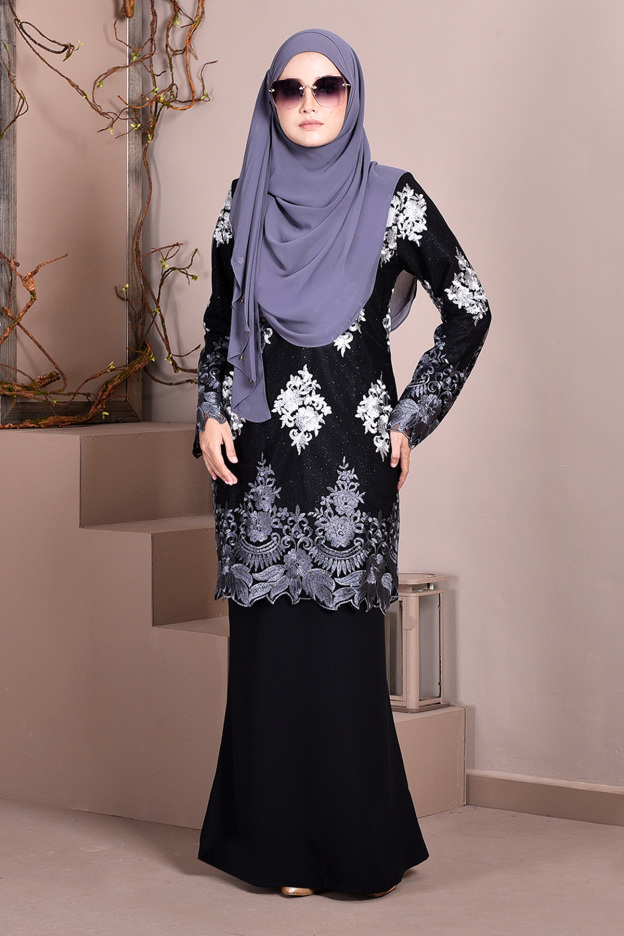 Baju Kurung Lace Ombre Sophie - Mystic Black