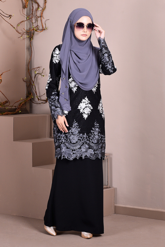 Baju Kurung Lace Ombre Sophie - Mystic Black
