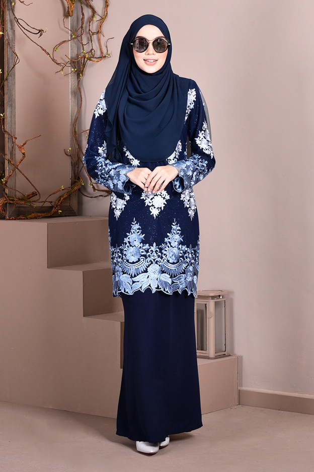Baju Kurung Lace Ombre Sophie - Marine Blue