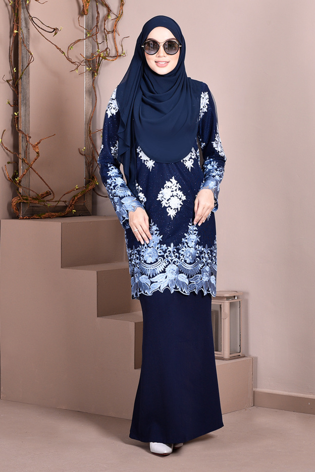 Baju Kurung Lace Ombre Sophie - Marine Blue