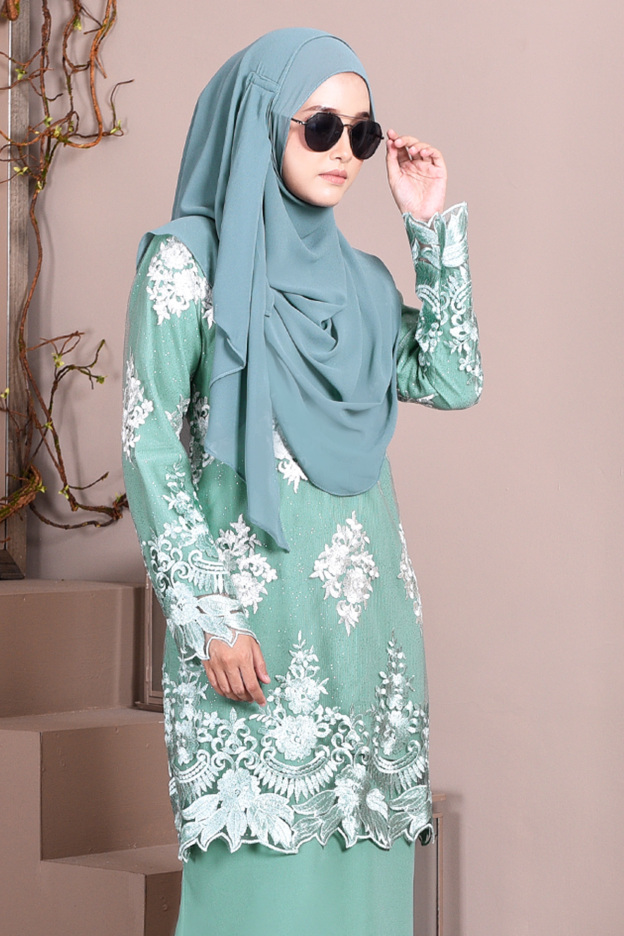 Baju Kurung Lace Ombre Sophie - Mint Green
