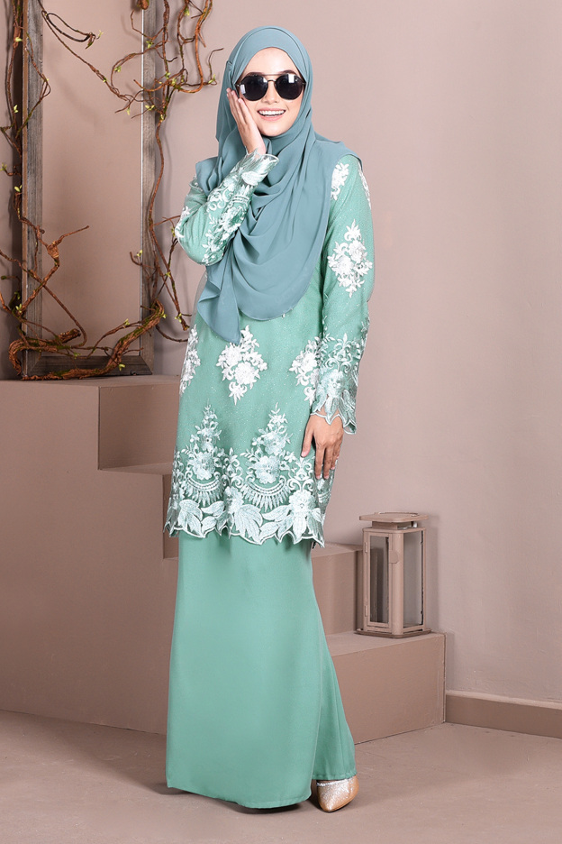 Baju Kurung Lace Ombre Sophie - Mint Green
