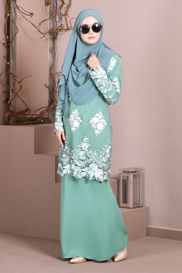 Baju Kurung Lace Ombre Sophie - Mint Green