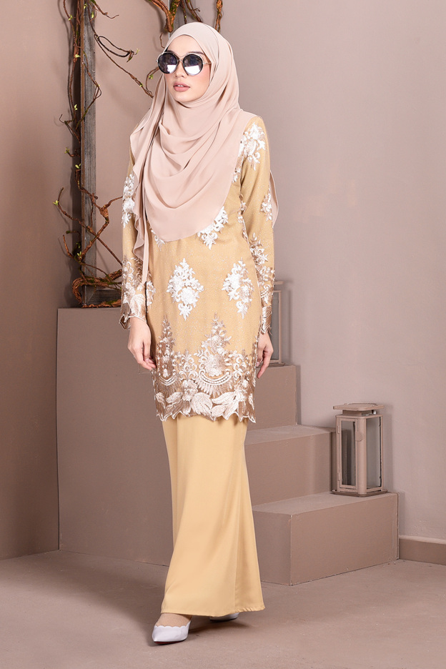 Baju Kurung Lace Ombre Sophie - Lemon Yellow