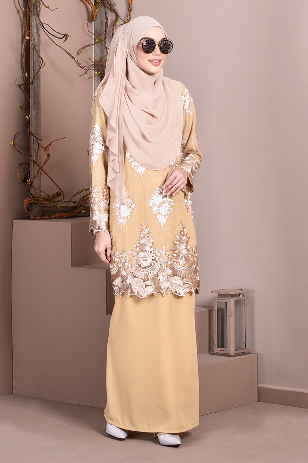 Baju Kurung Lace Ombre Sophie - Lemon Yellow