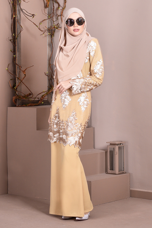 Baju Kurung Lace Ombre Sophie - Lemon Yellow