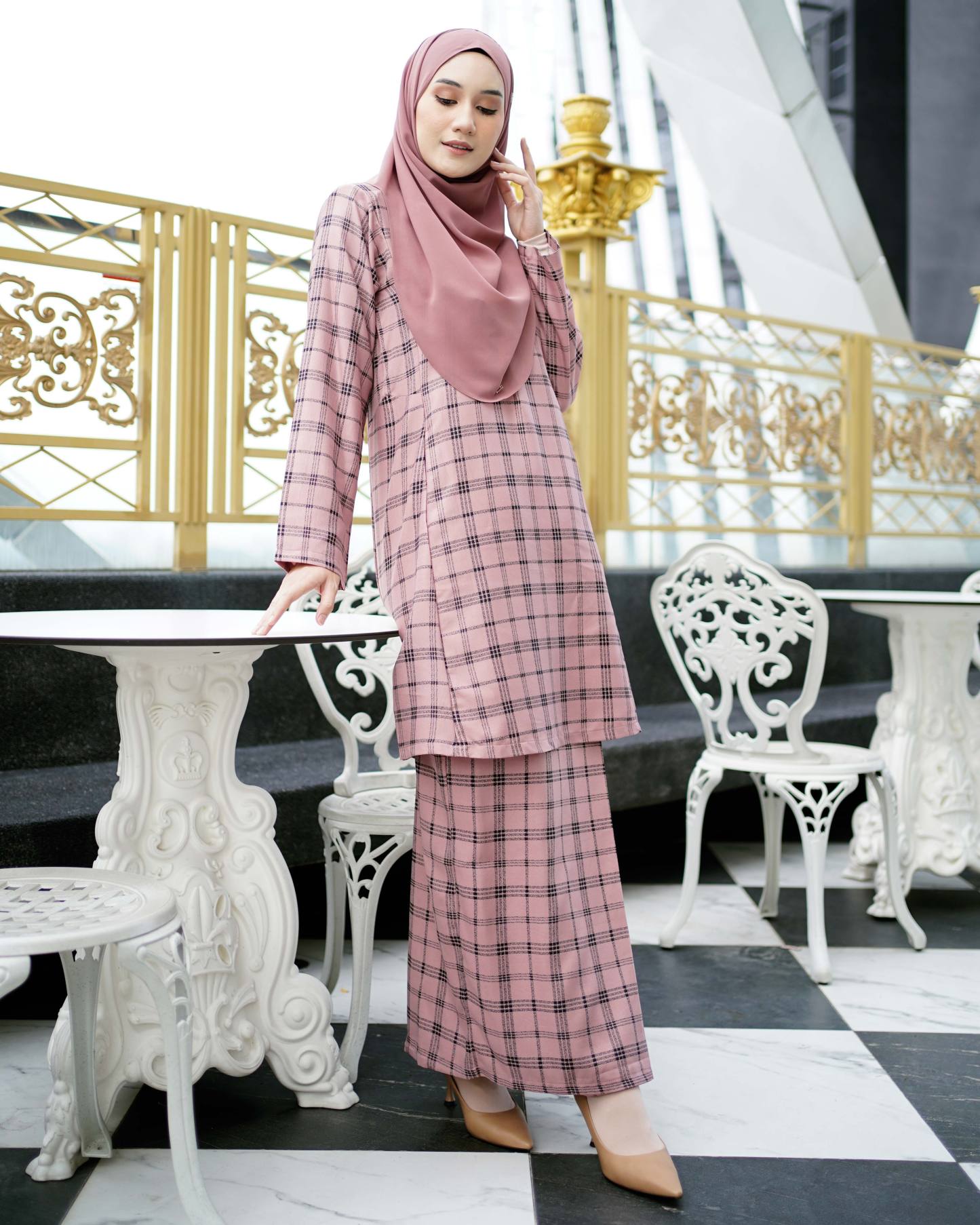 Baju Kurung Pahang Arsela - Blush Salmon