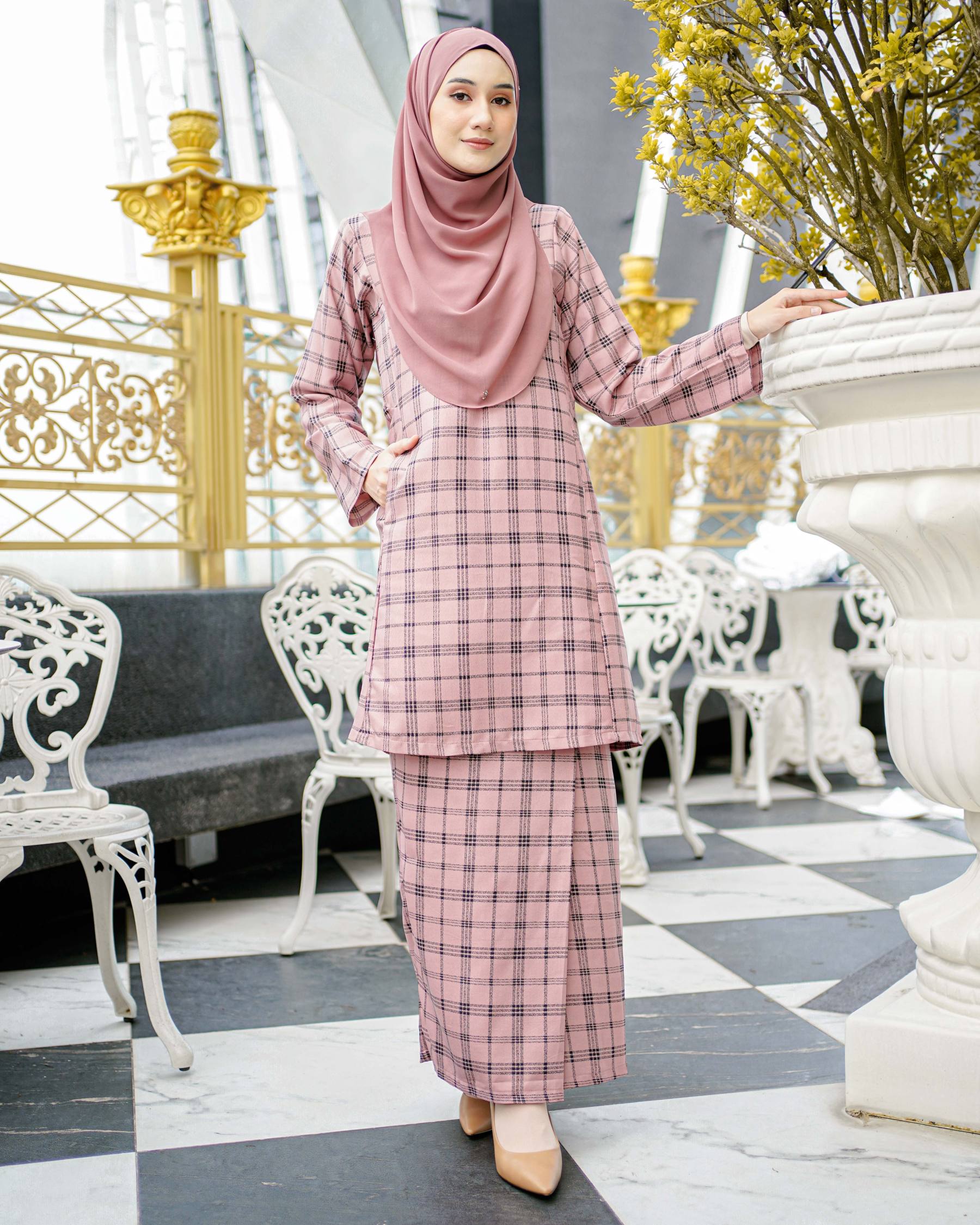 Baju Kurung Pahang Arsela - Blush Salmon