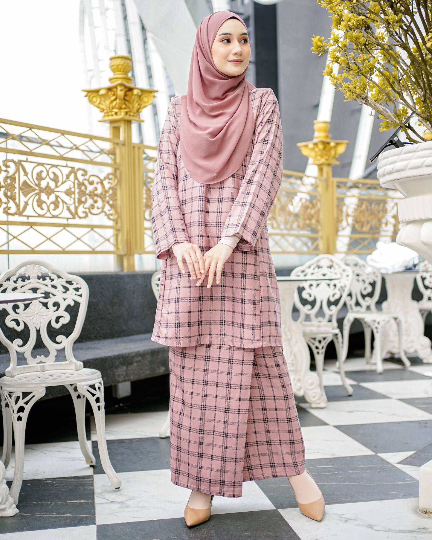 Baju Kurung Pahang Arsela - Blush Salmon