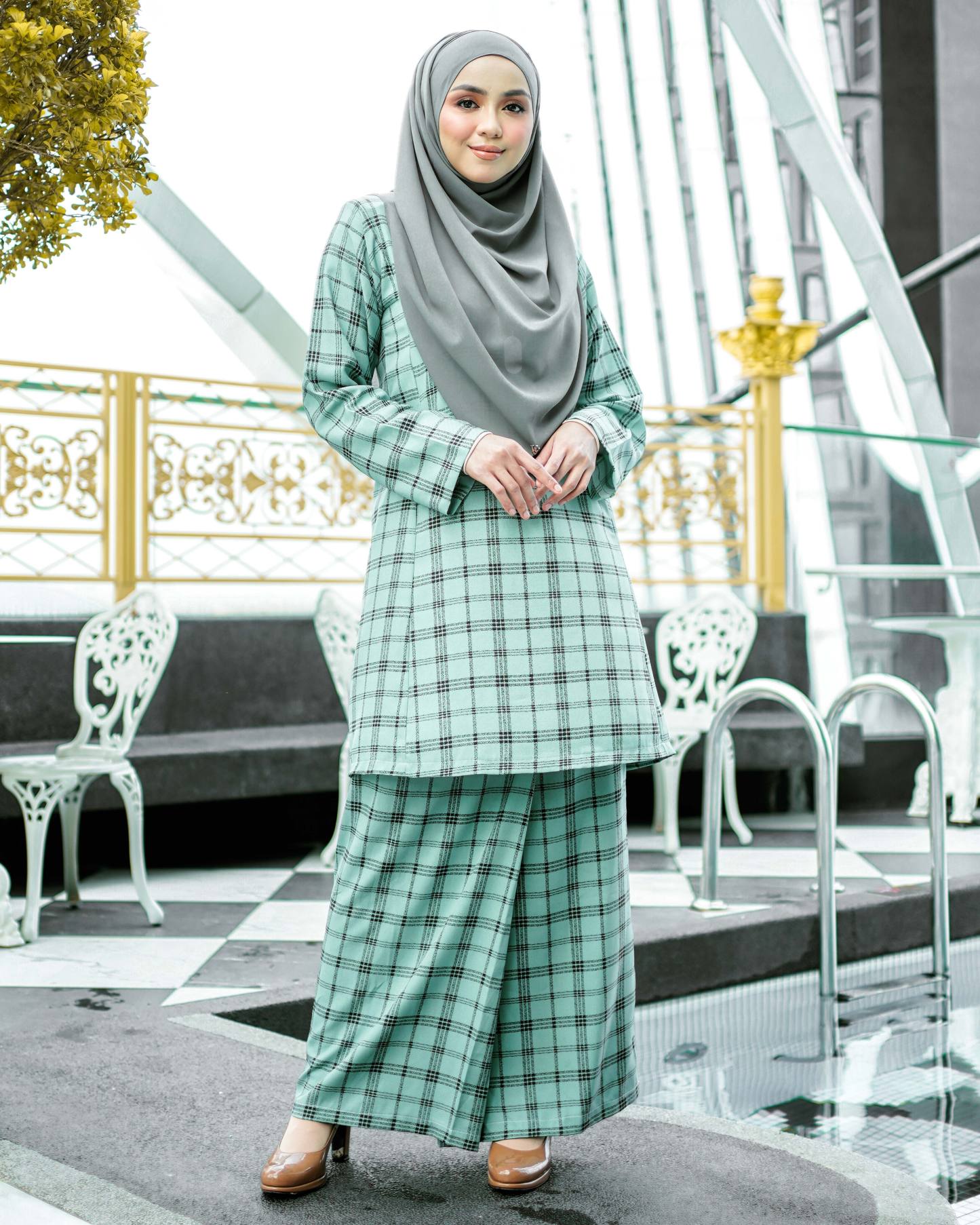 Baju Kurung Pahang Arsela - Mint Green