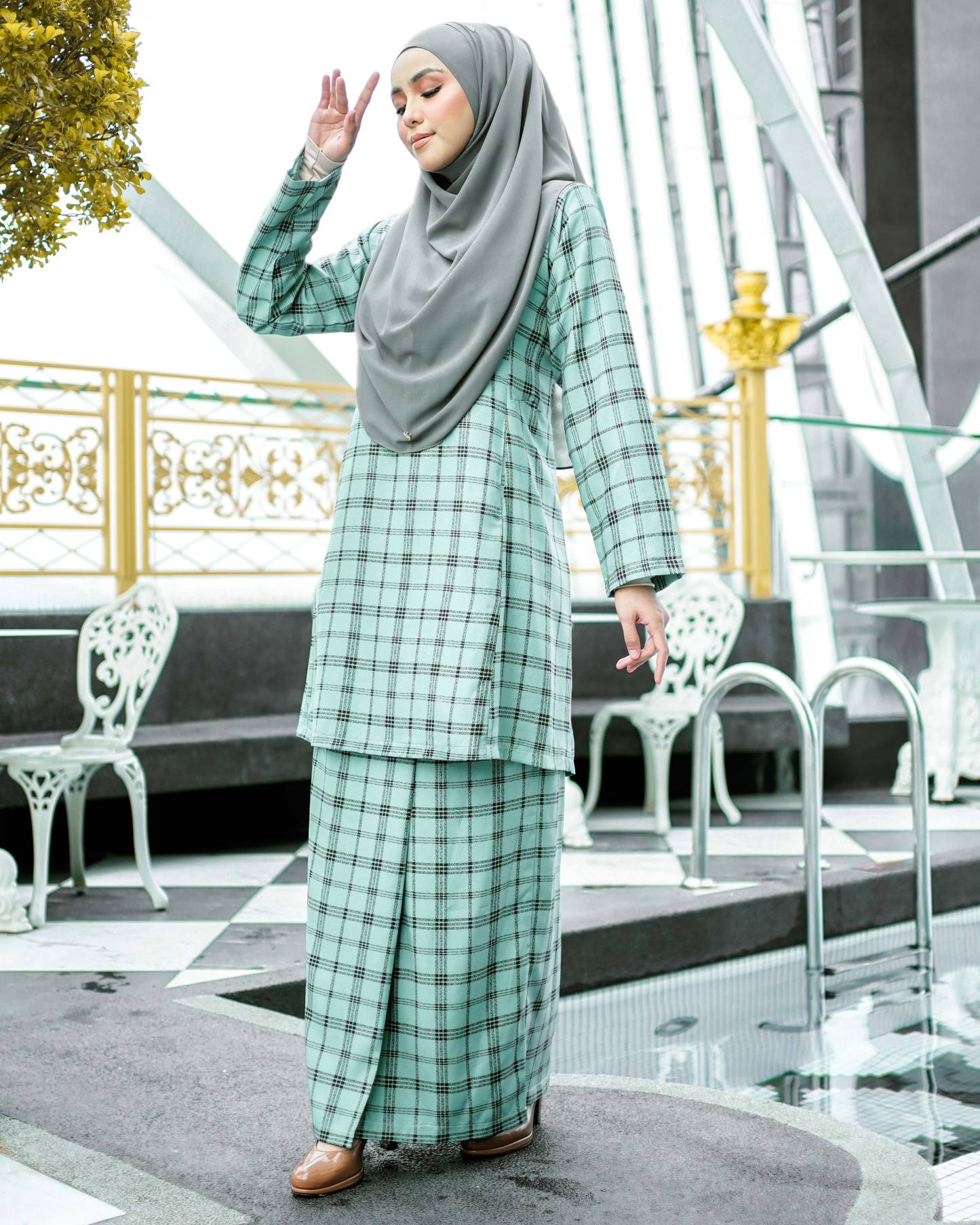 Baju Kurung Pahang Arsela - Mint Green