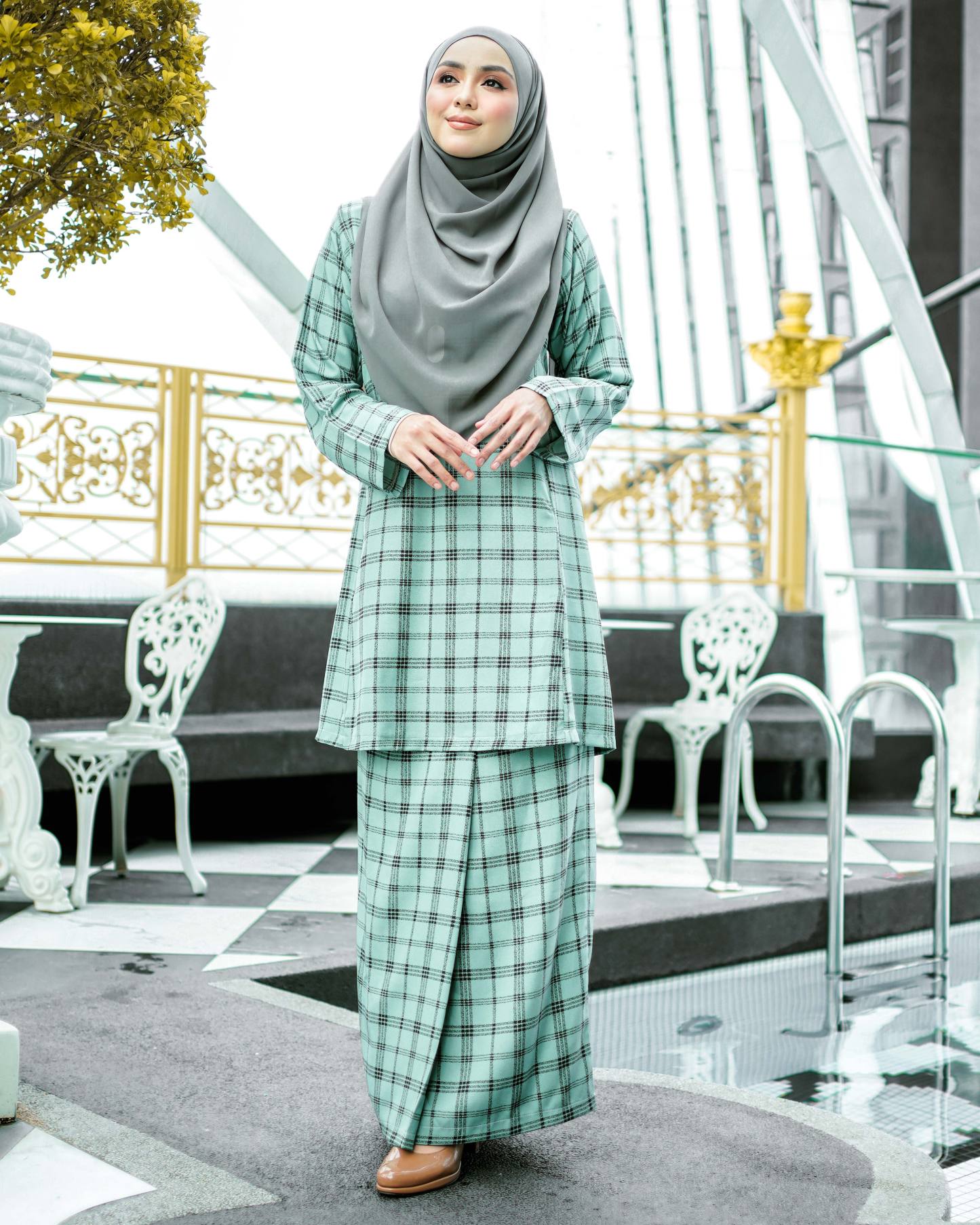 Baju Kurung Pahang Arsela - Mint Green