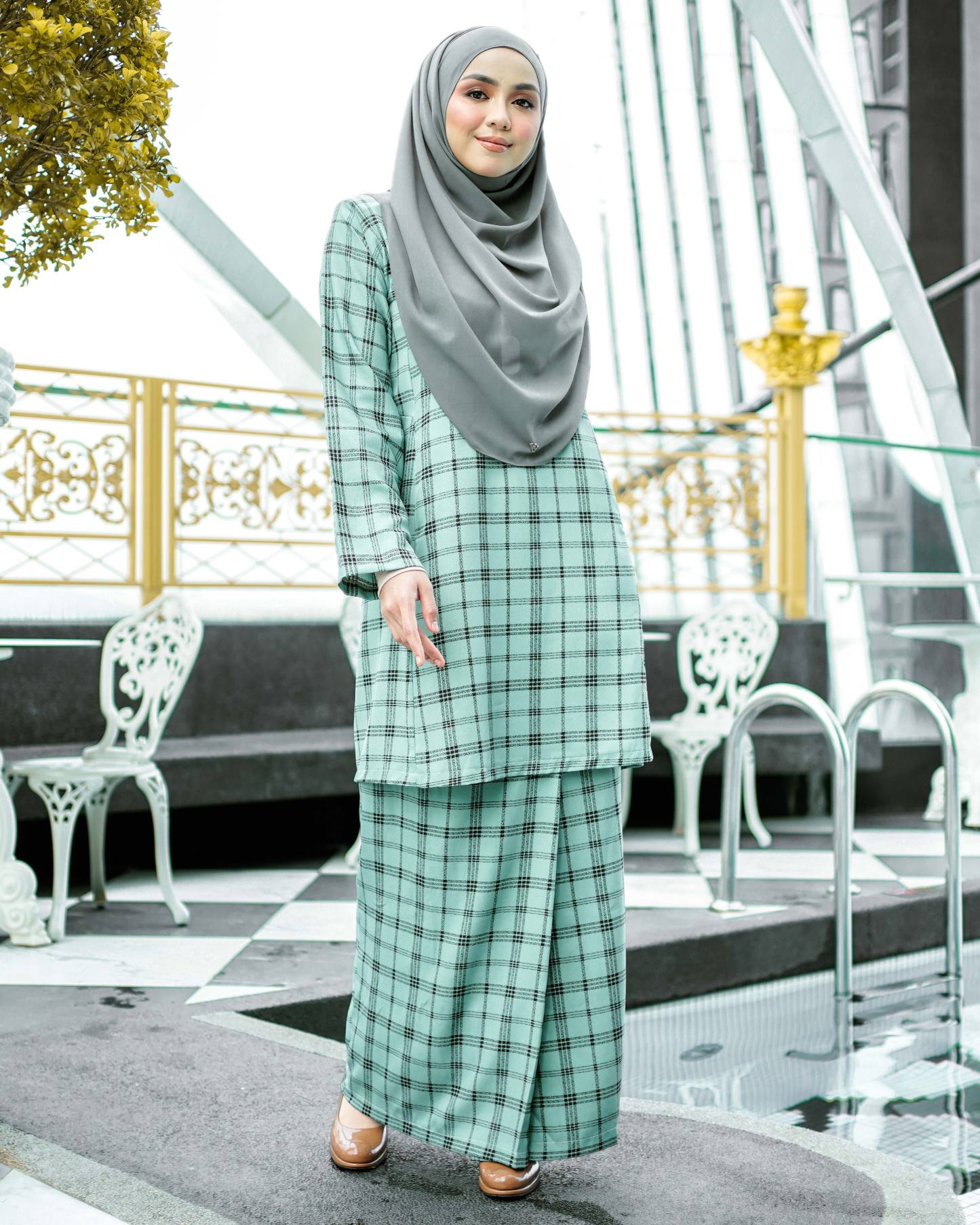 Baju Kurung Pahang Arsela - Mint Green