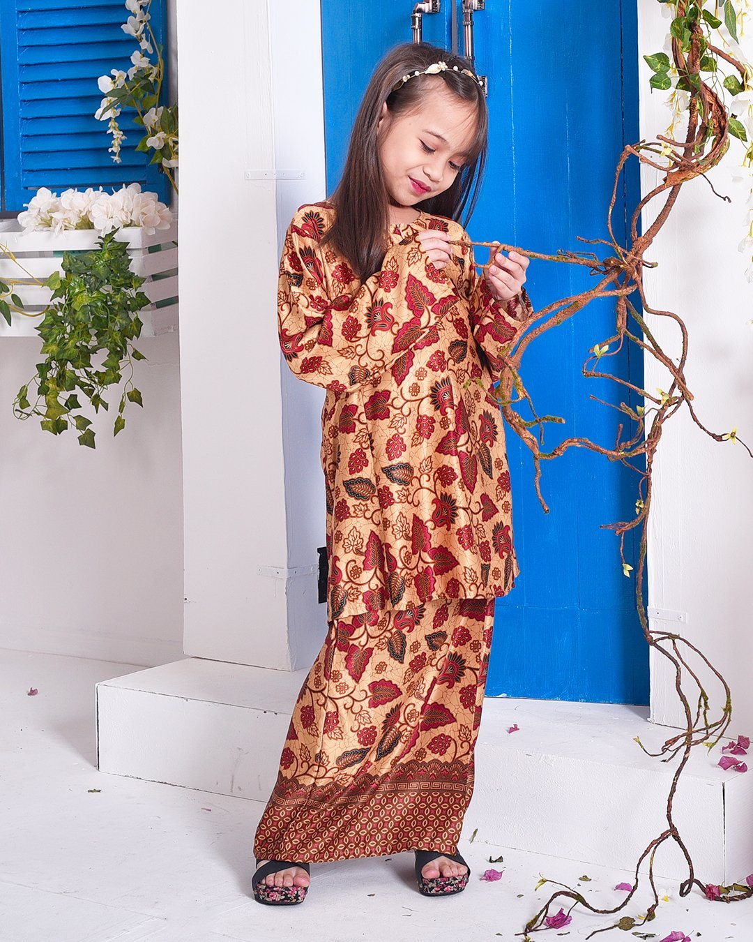 Baju Kurung Pahang Batik Arima Kids - Ruby Cream