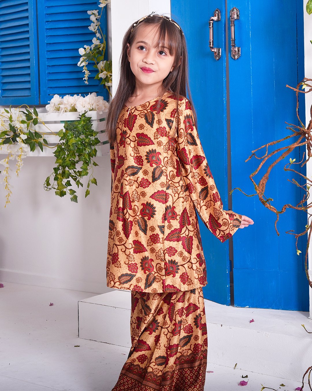 Baju Kurung Pahang Batik Arima Kids - Ruby Cream