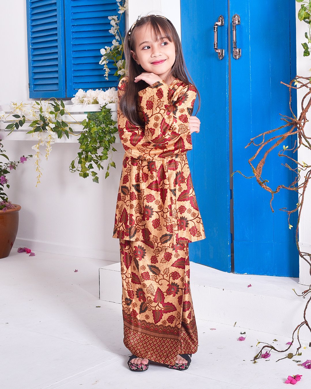 Baju Kurung Pahang Batik Arima Kids - Ruby Cream