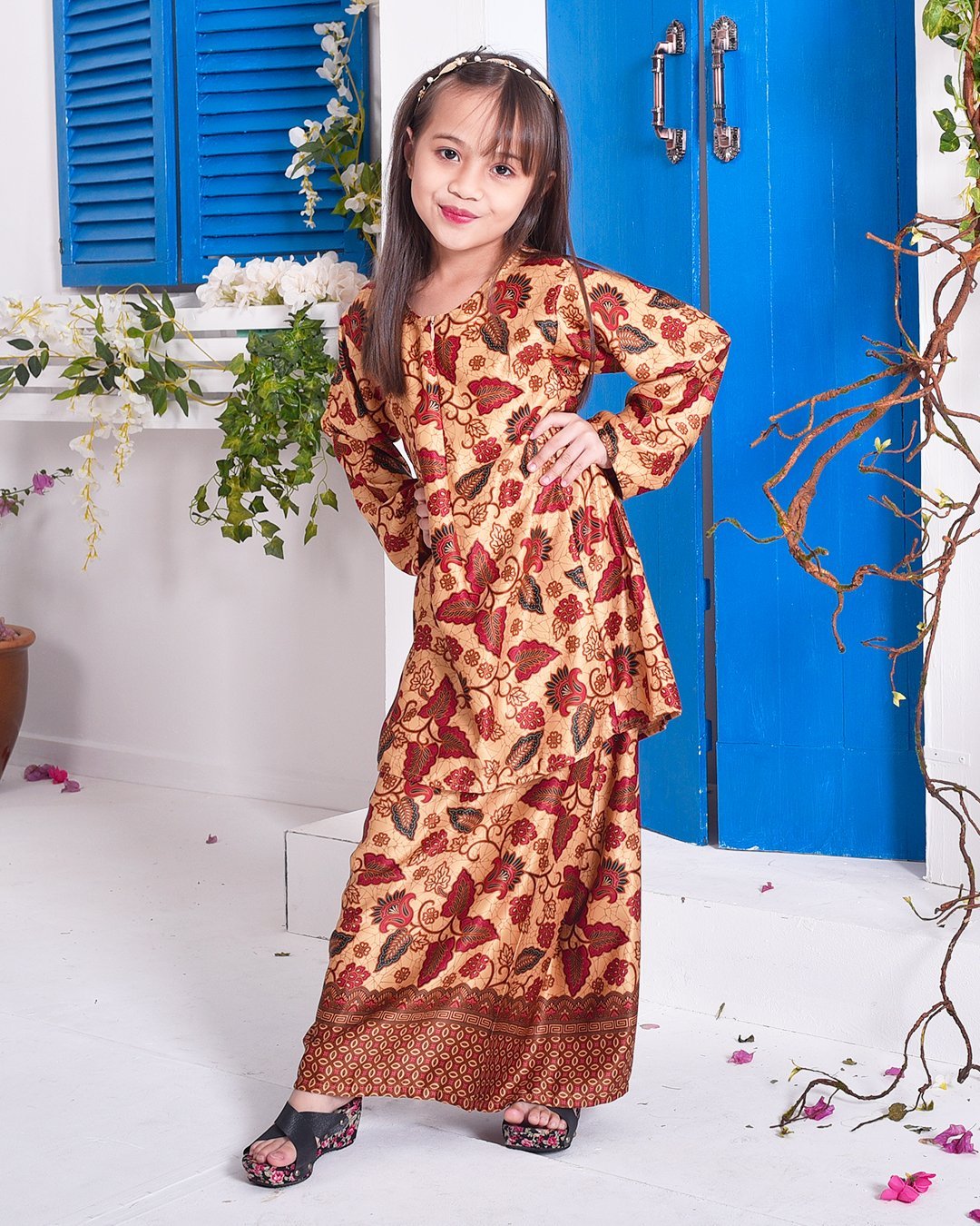 Baju Kurung Pahang Batik Arima Kids - Ruby Cream