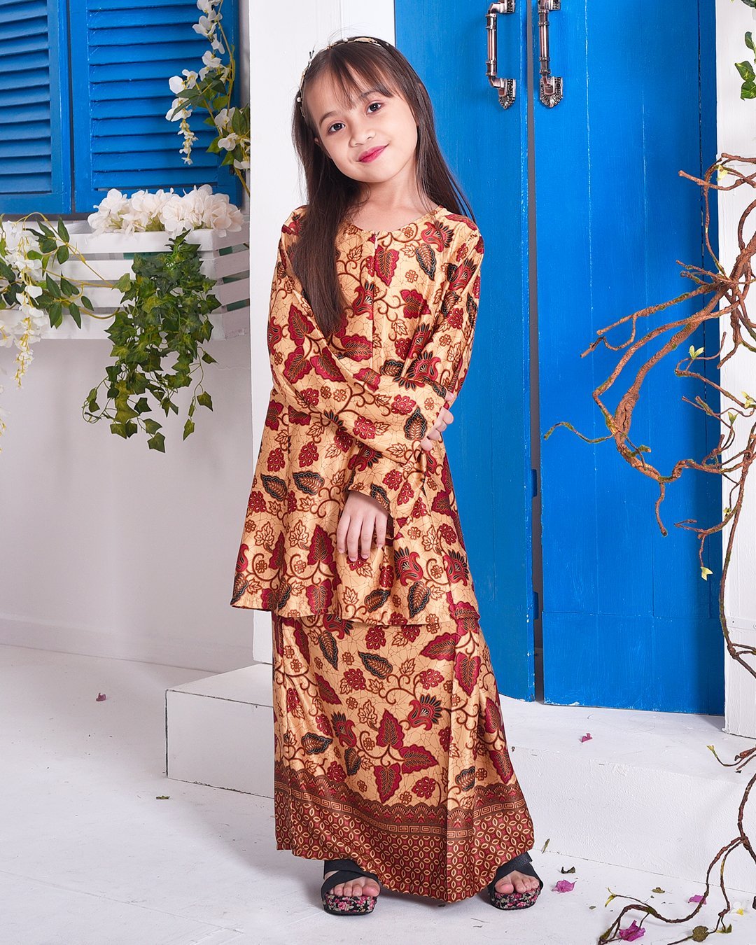 Baju Kurung Pahang Batik Arima Kids - Ruby Cream