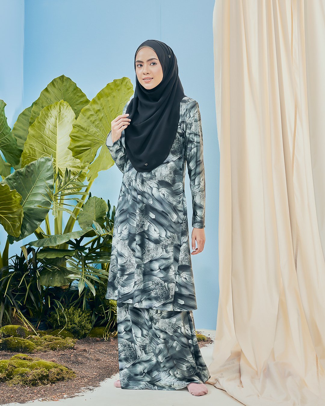 Baju Kurung Pahang Kozi Kiava - Ash Black