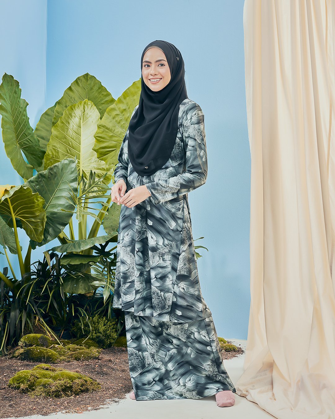 Baju Kurung Pahang Kozi Kiava - Ash Black