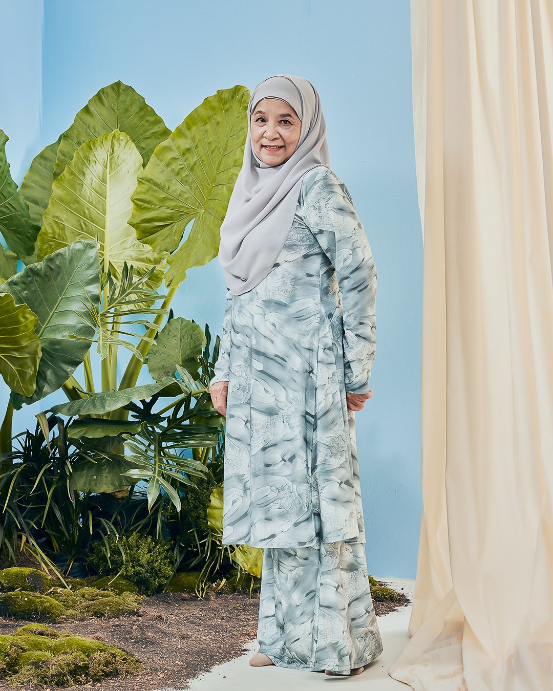 Baju Kurung Pahang Kozi Kiava - Silver Grey