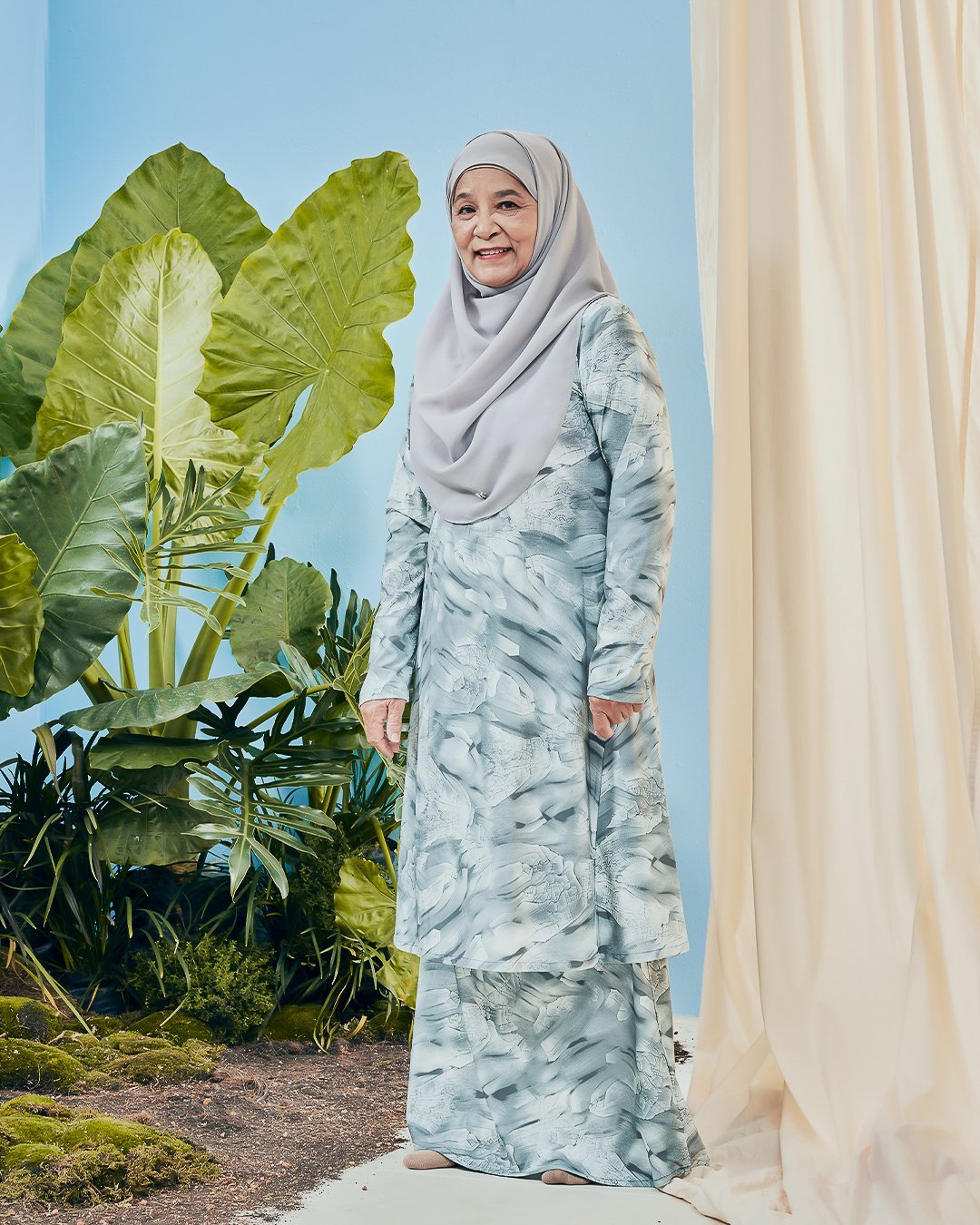 Baju Kurung Pahang Kozi Kiava - Silver Grey