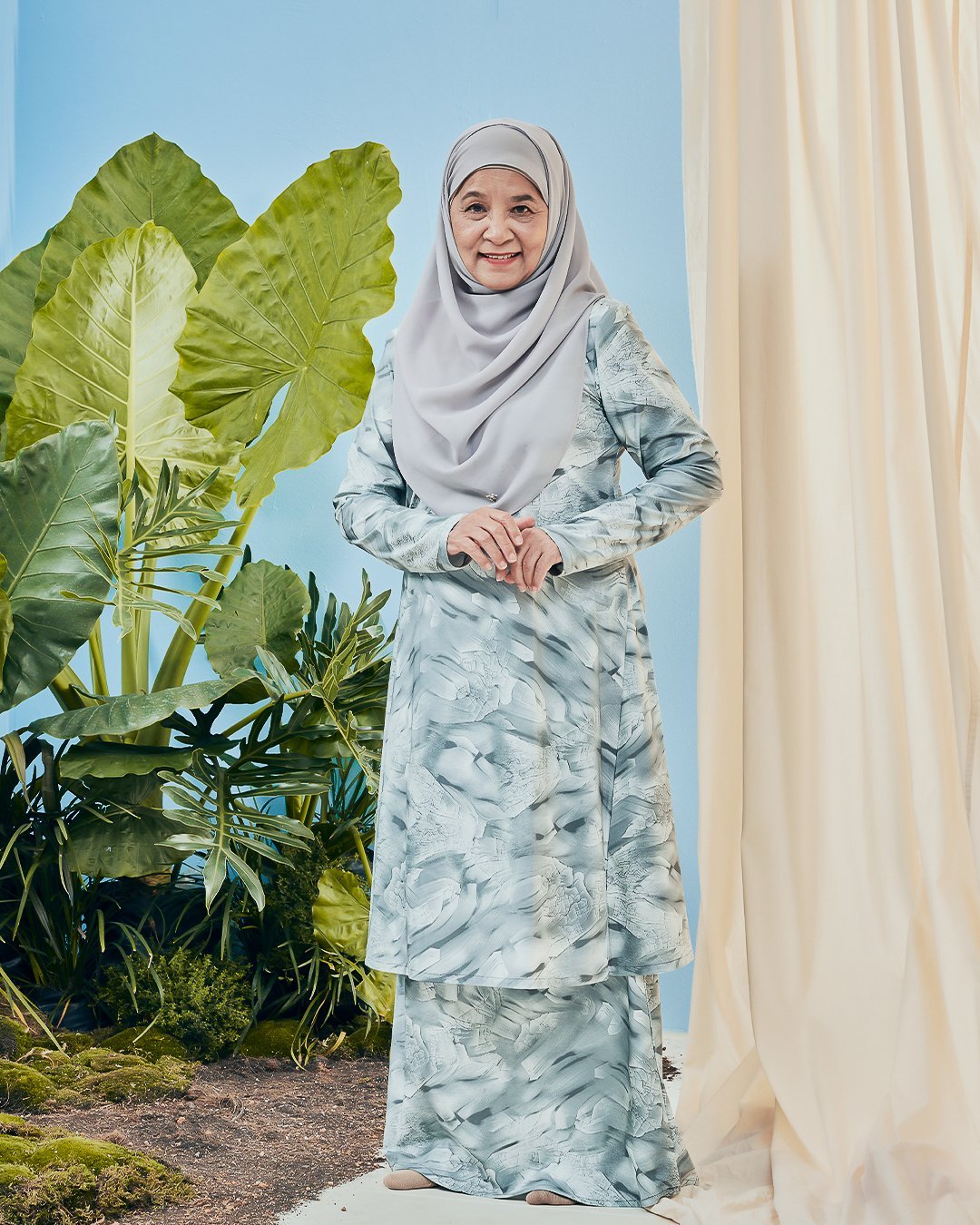 Baju Kurung Pahang Kozi Kiava - Silver Grey