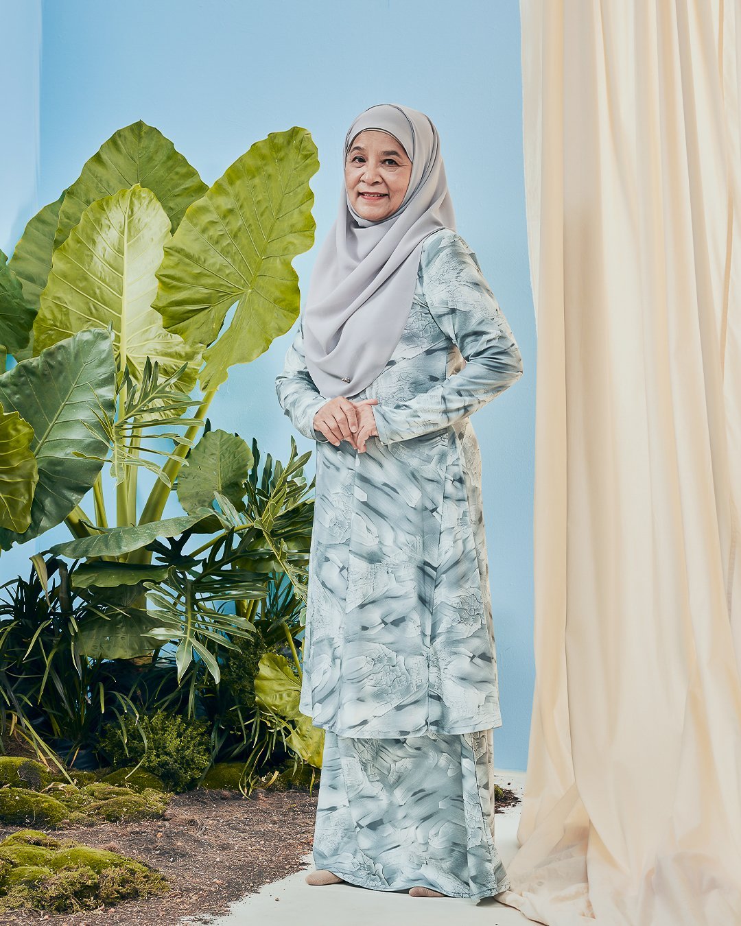 Baju Kurung Pahang Kozi Kiava - Silver Grey