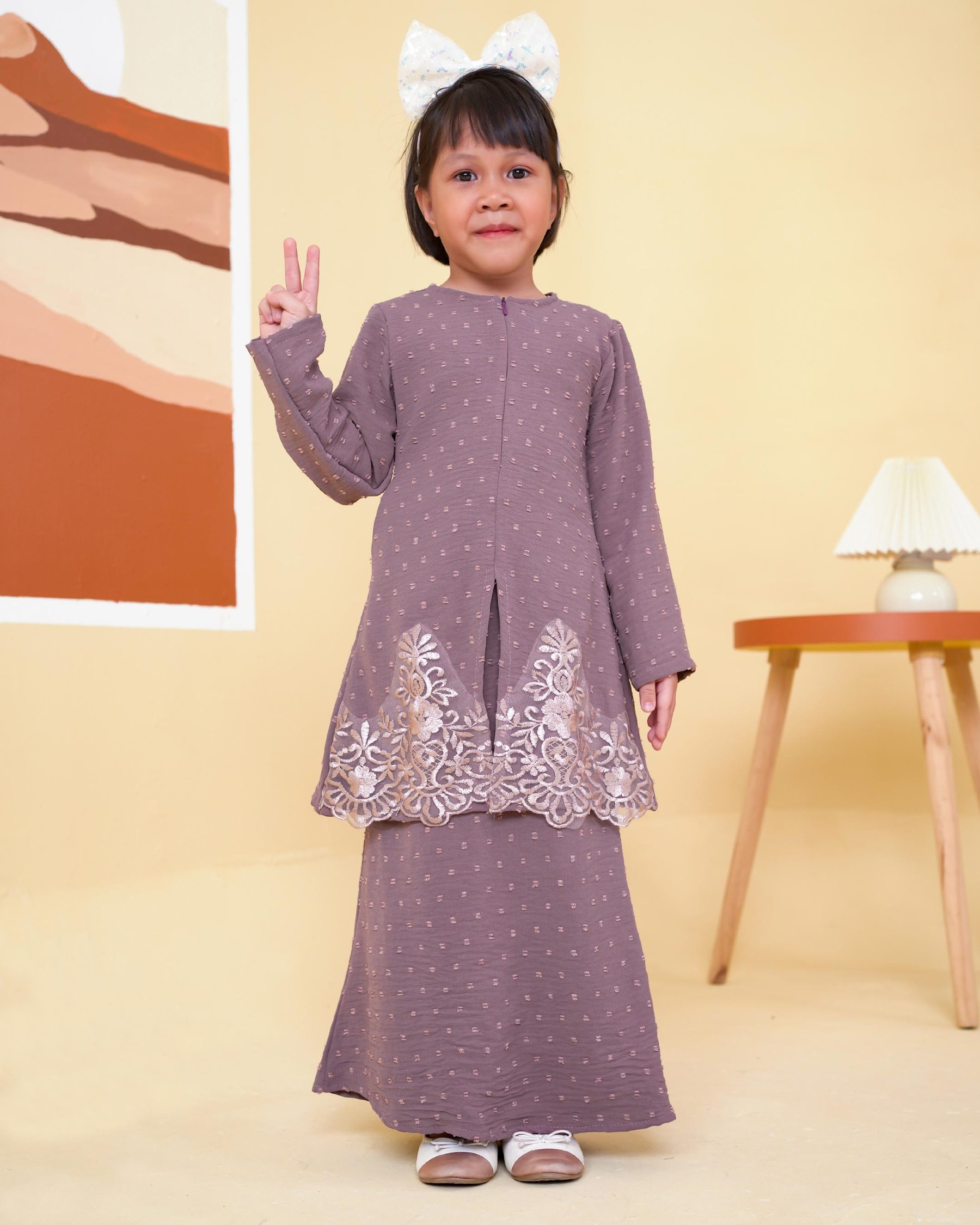 Baju Kebaya Lace Syawali Kids - Lilac Purple