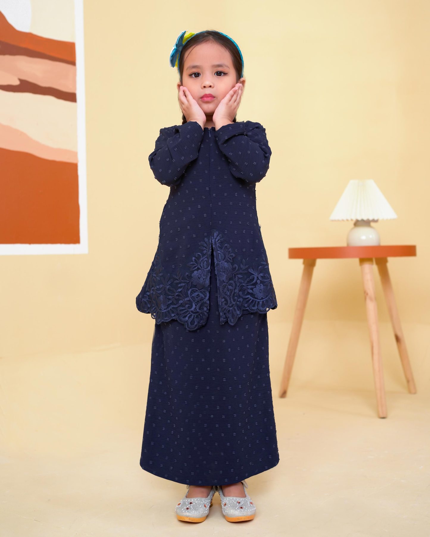 Baju Kebaya Lace Syawali Kids - Navy Blue