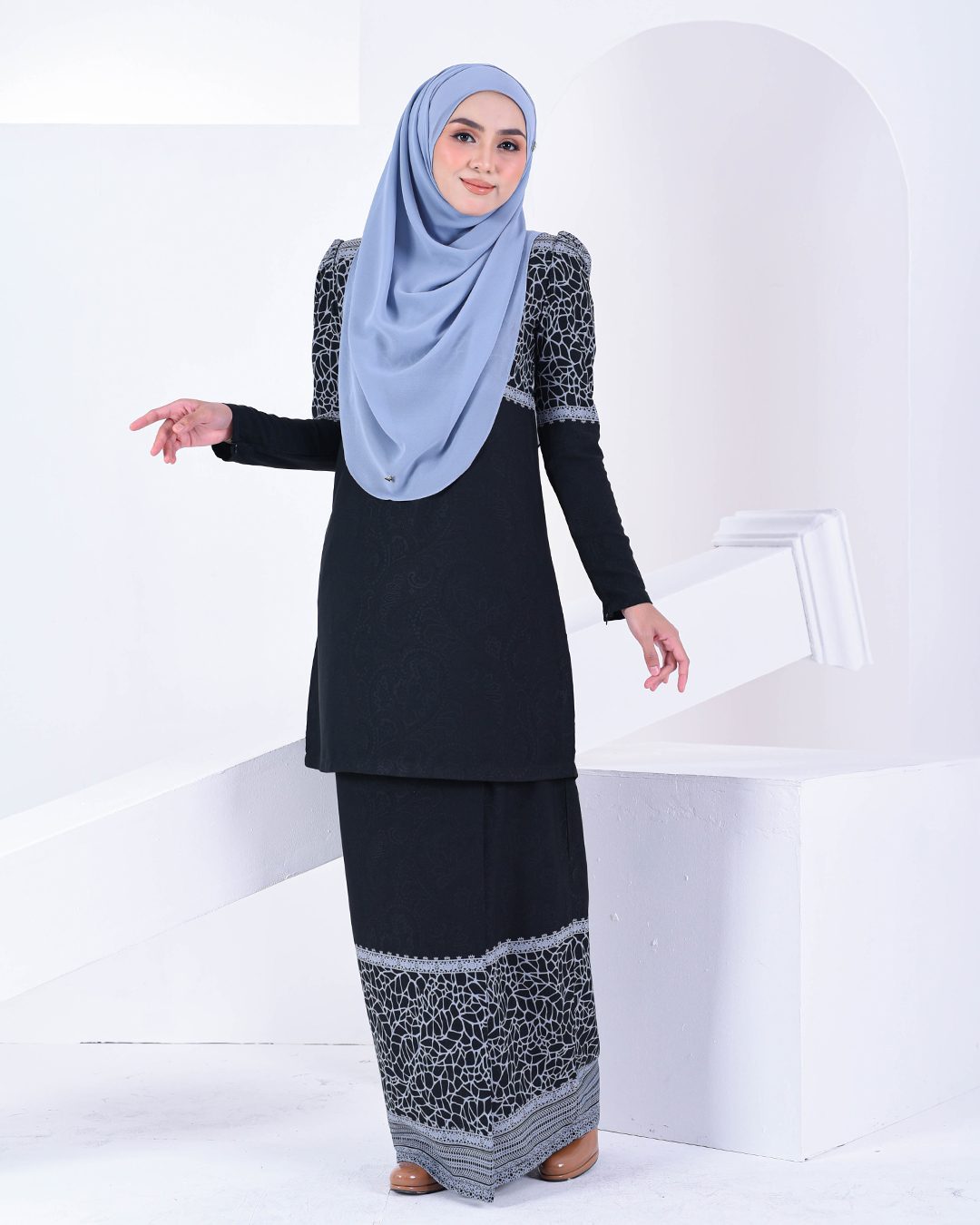 Baju Kurung Puffy Raudhah - Steel Grey