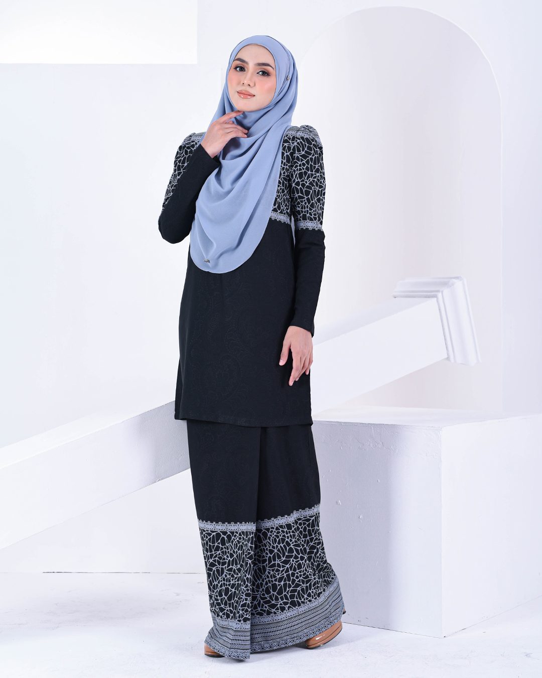 Baju Kurung Puffy Raudhah - Steel Grey