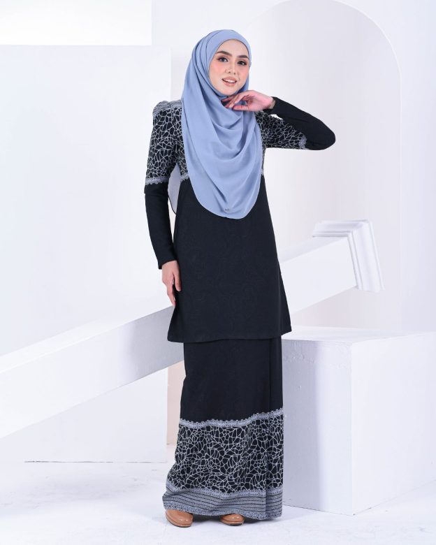 Baju Kurung Puffy Raudhah - Steel Grey