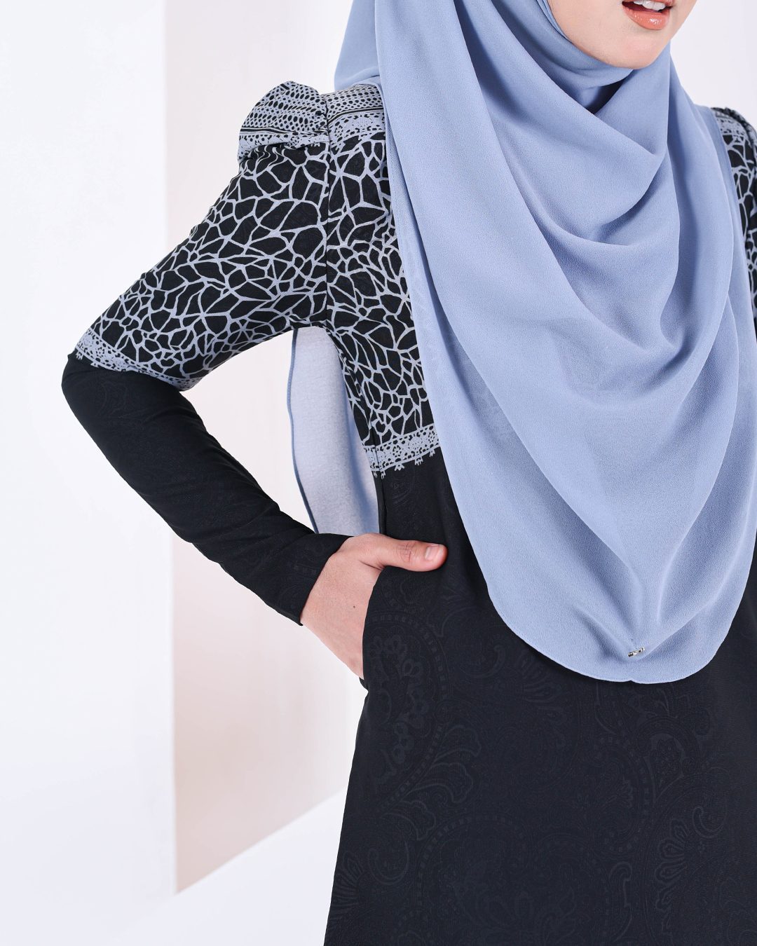 Baju Kurung Puffy Raudhah - Steel Grey