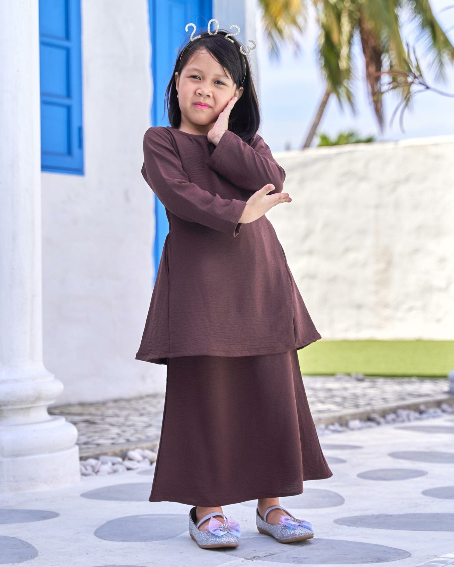 Baju Kurung Pahang Sara Kids - Dark Umber
