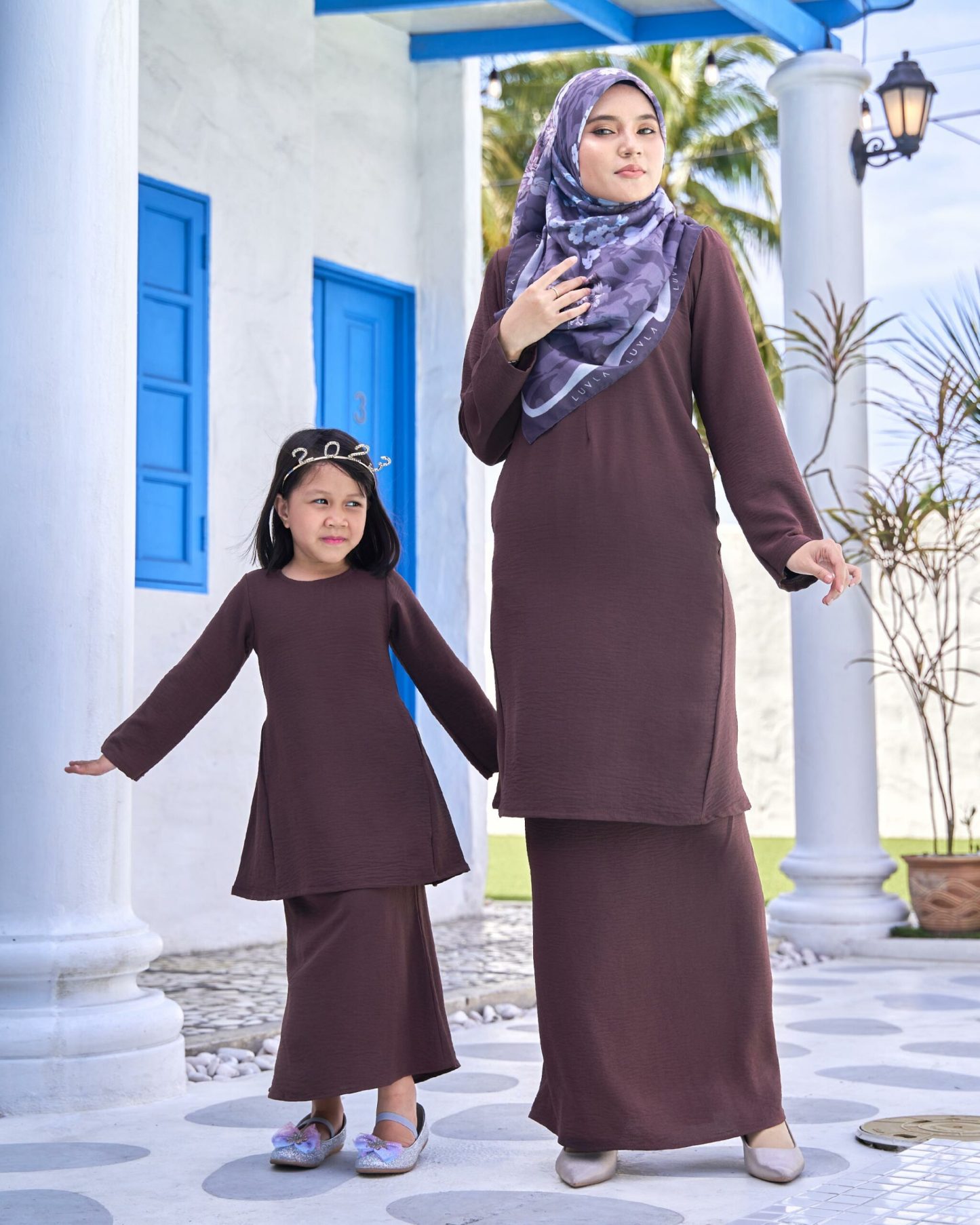 Baju Kurung Pahang Sara Kids - Dark Umber