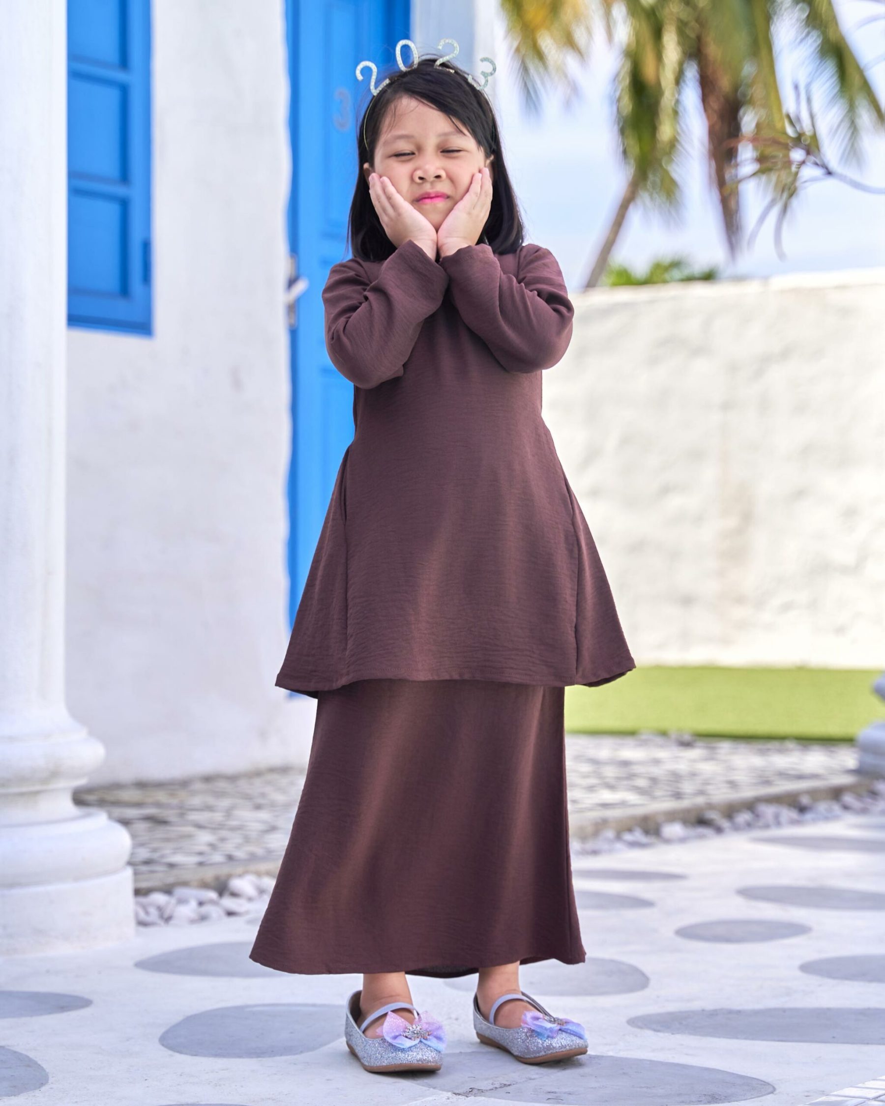 Baju Kurung Pahang Sara Kids - Dark Umber