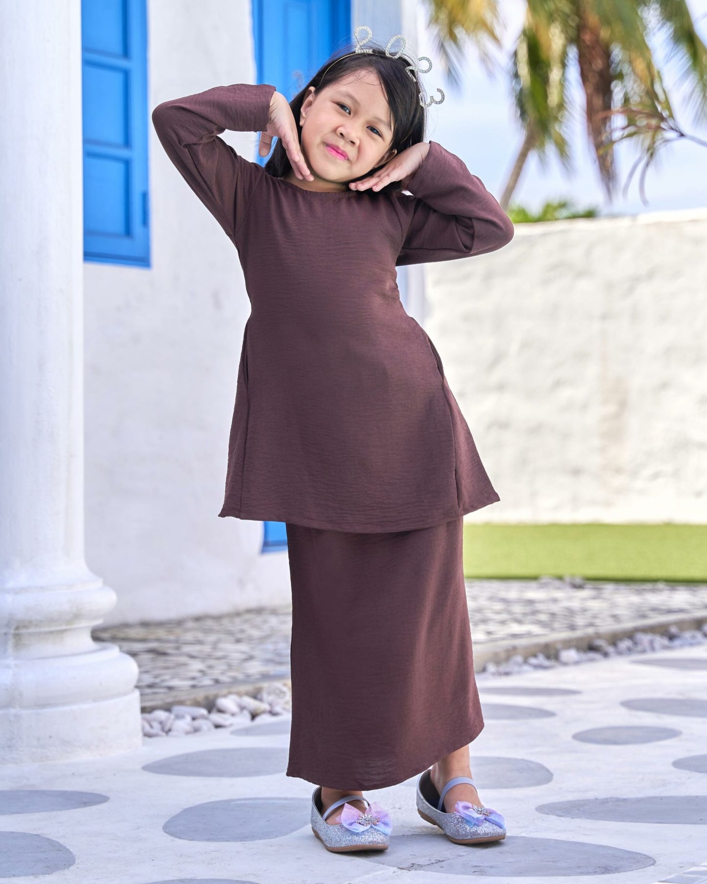 Baju Kurung Pahang Sara Kids - Dark Umber