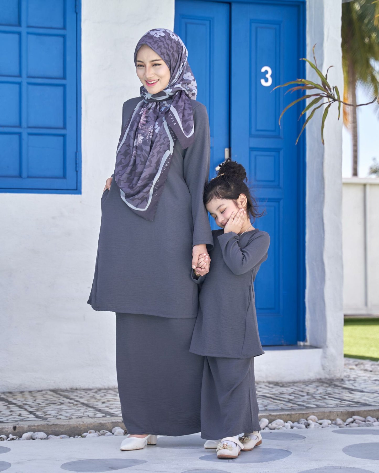 Baju Kurung Pahang Sara Kids - Lava Grey