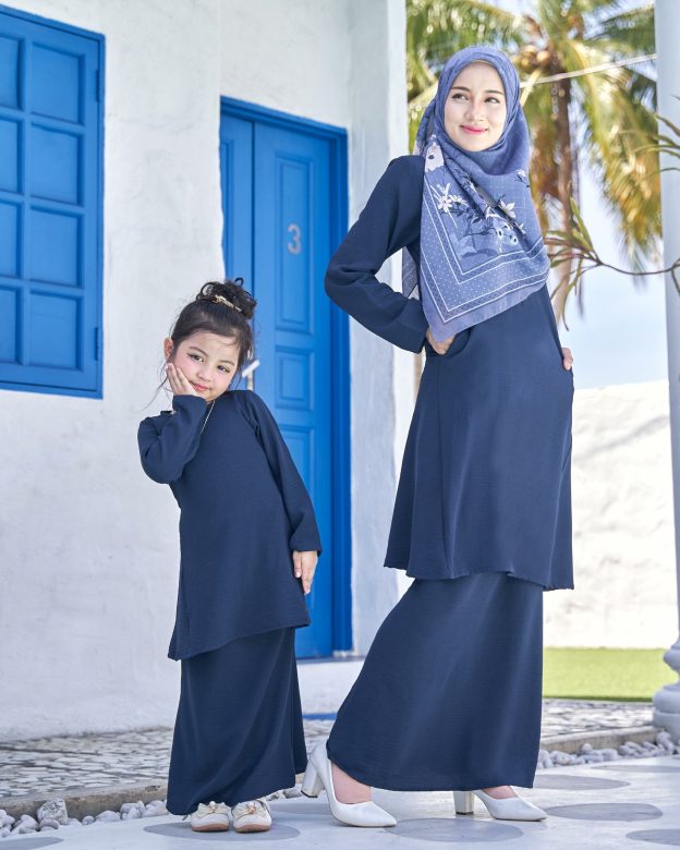Baju Kurung Pahang Sara Kids - Midnight Blue