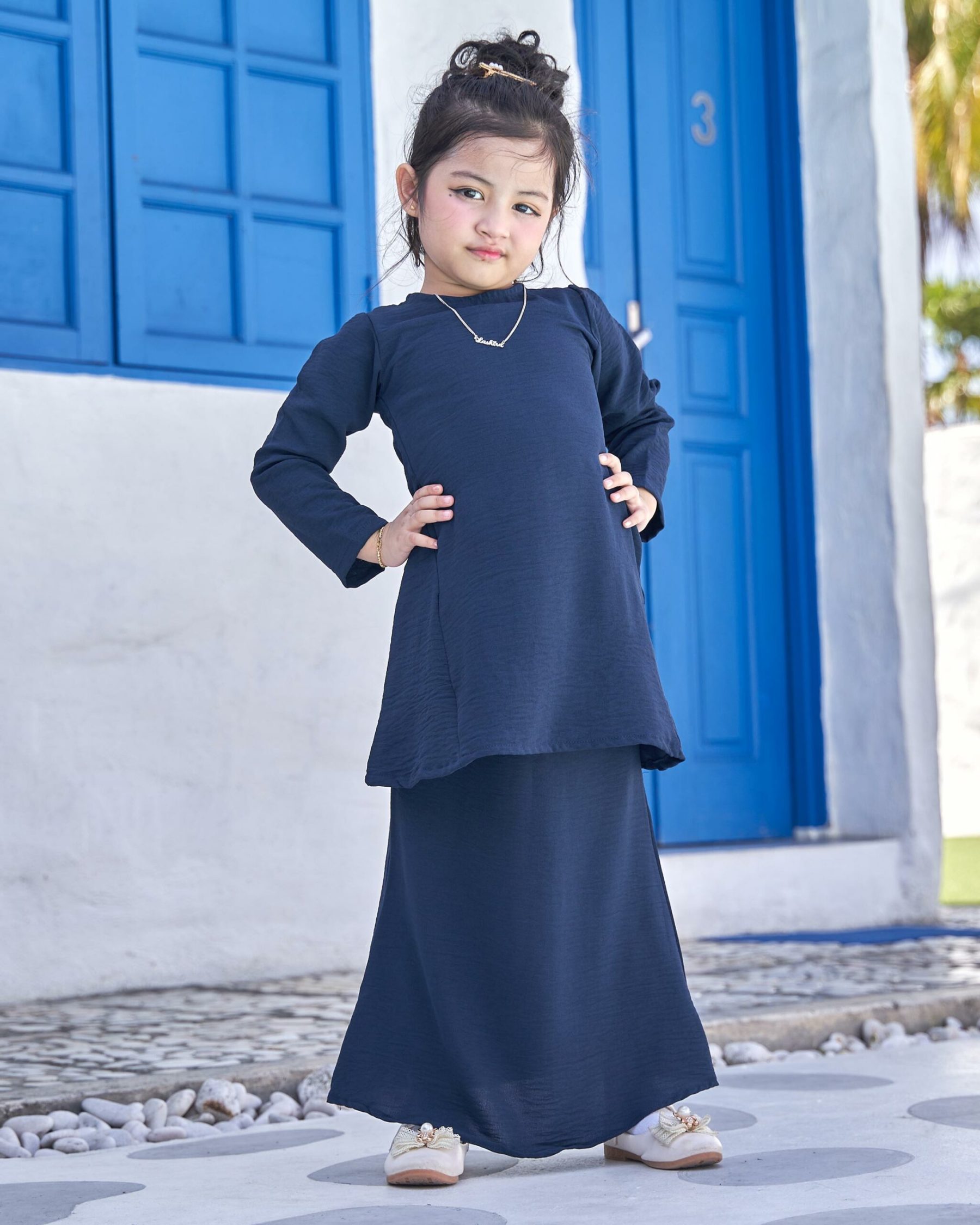 Baju Kurung Pahang Sara Kids - Midnight Blue