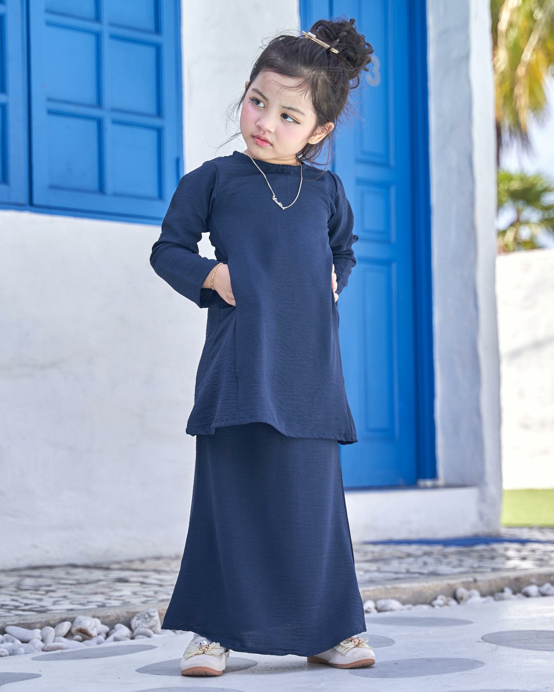Baju Kurung Pahang Sara Kids - Midnight Blue