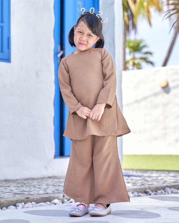 Baju Kurung Pahang Sara Kids - Peru Brown