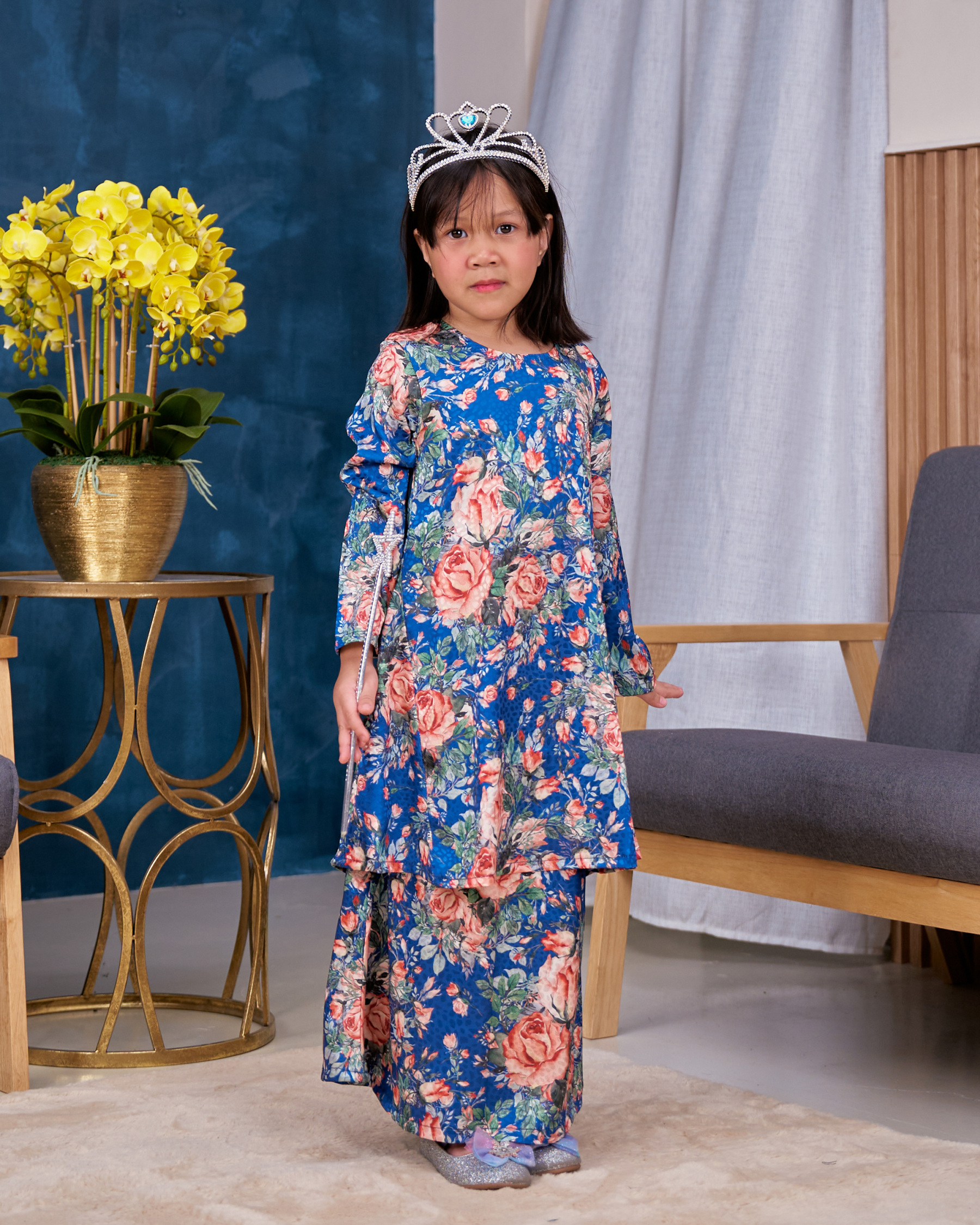 Baju Kurung Pahang Sarina Kids - Rosie Blue