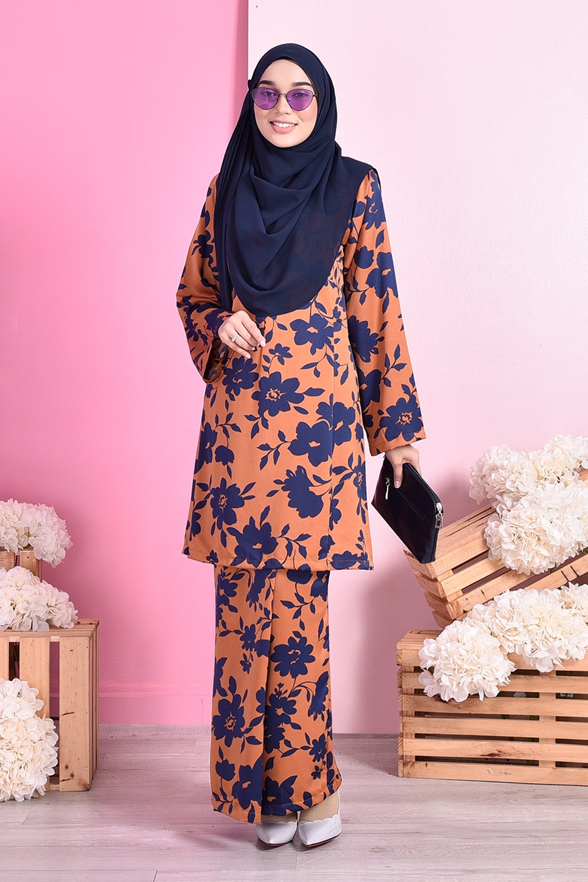 Baju Kurung Pahang Siti - Tangerine