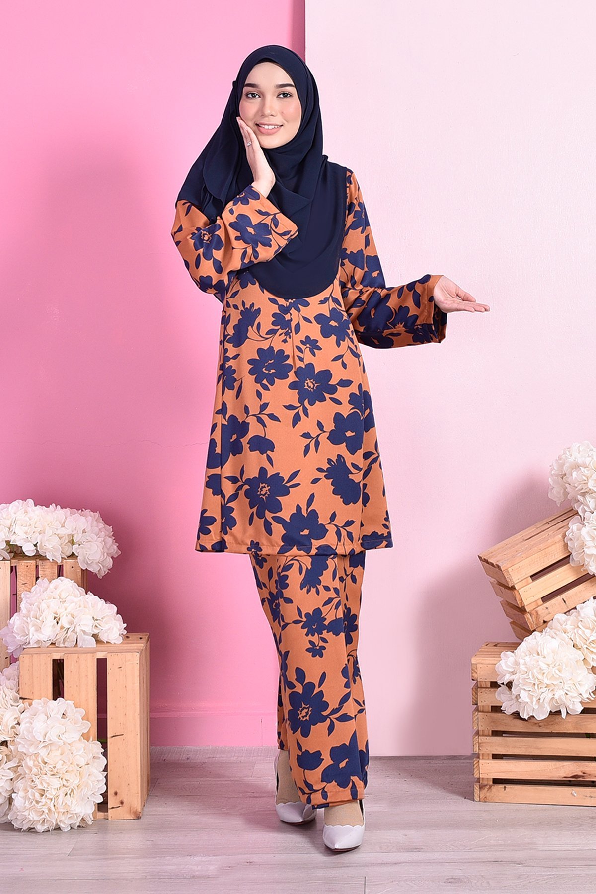 Baju Kurung Pahang Siti - Tangerine