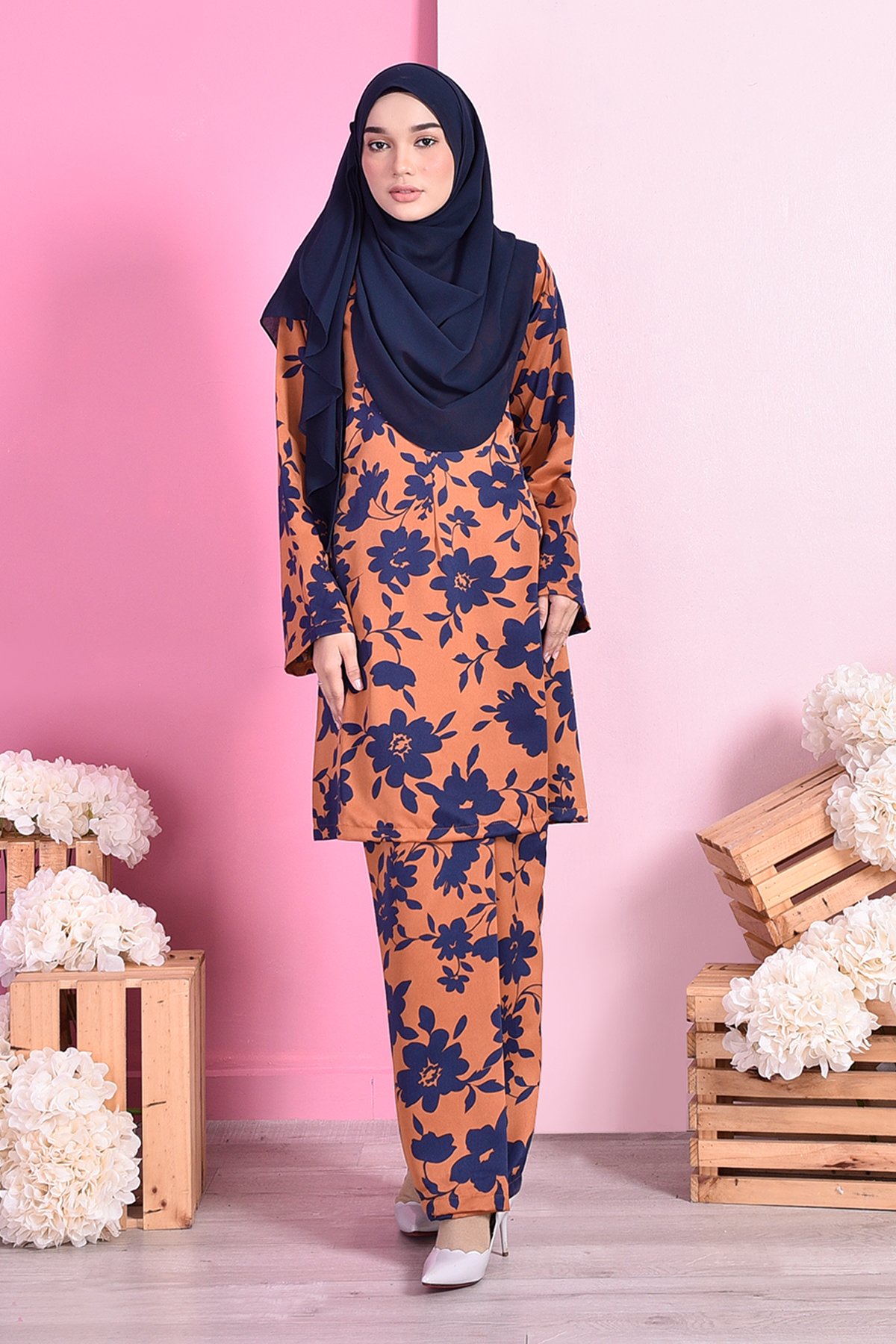 Baju Kurung Pahang Siti - Tangerine