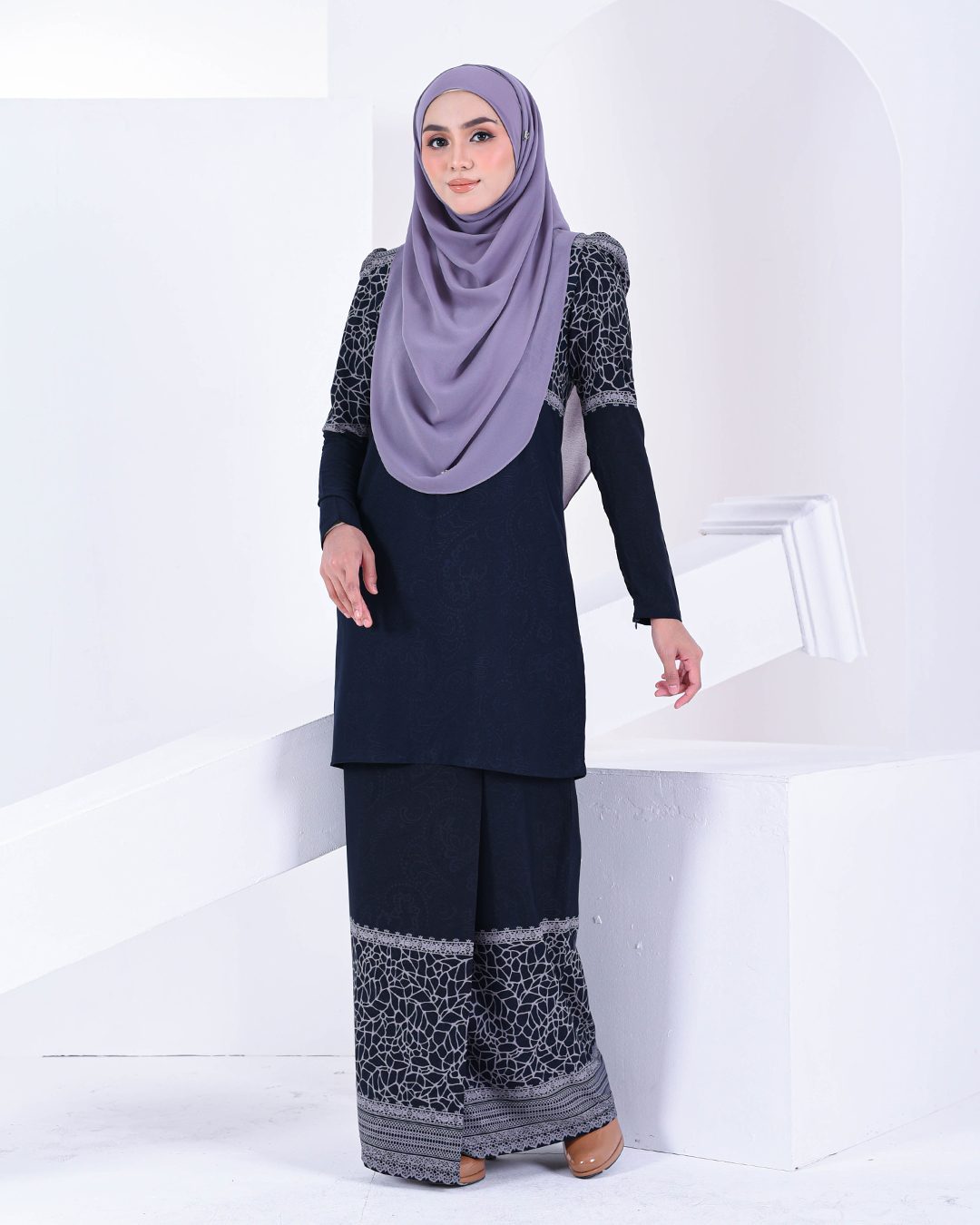 Baju Kurung Puffy Raudhah - Midnight Blue