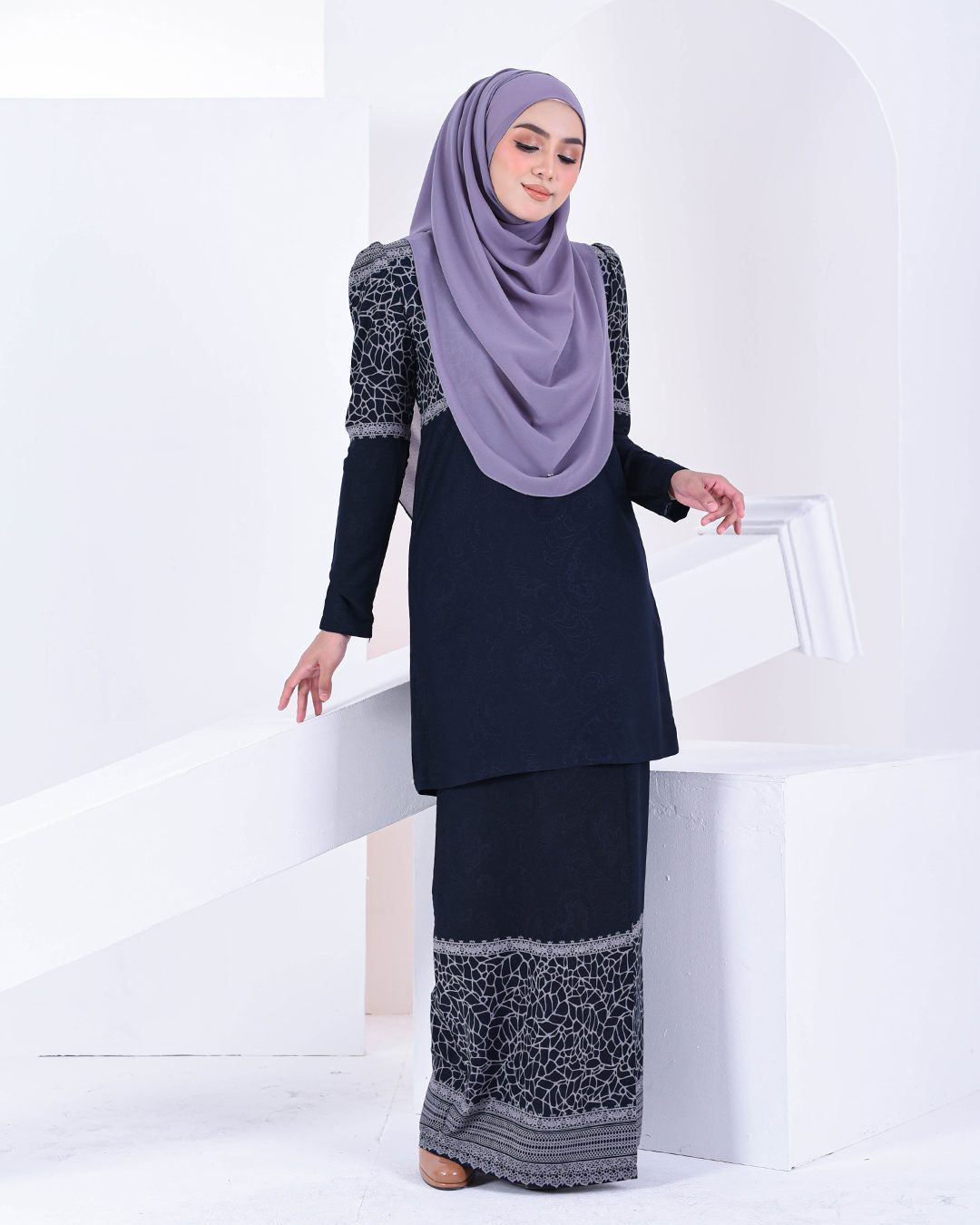 Baju Kurung Puffy Raudhah - Midnight Blue